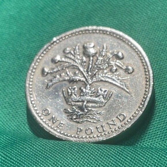 1989 ELIZABETH II ONE POUND ERROR COIN Kims UPSIDE TEXT! V.G. Condition - Picture 2 of 7